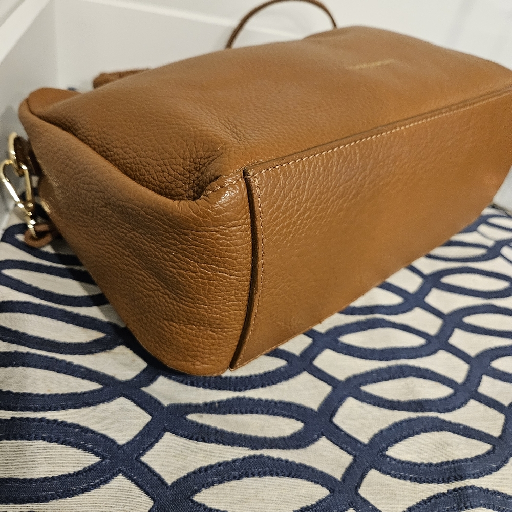 LUANA FERRACUTI Leather ShoulderBag With Ruched Handie Made In Italy Cognac EUC - Picture 8 of 16